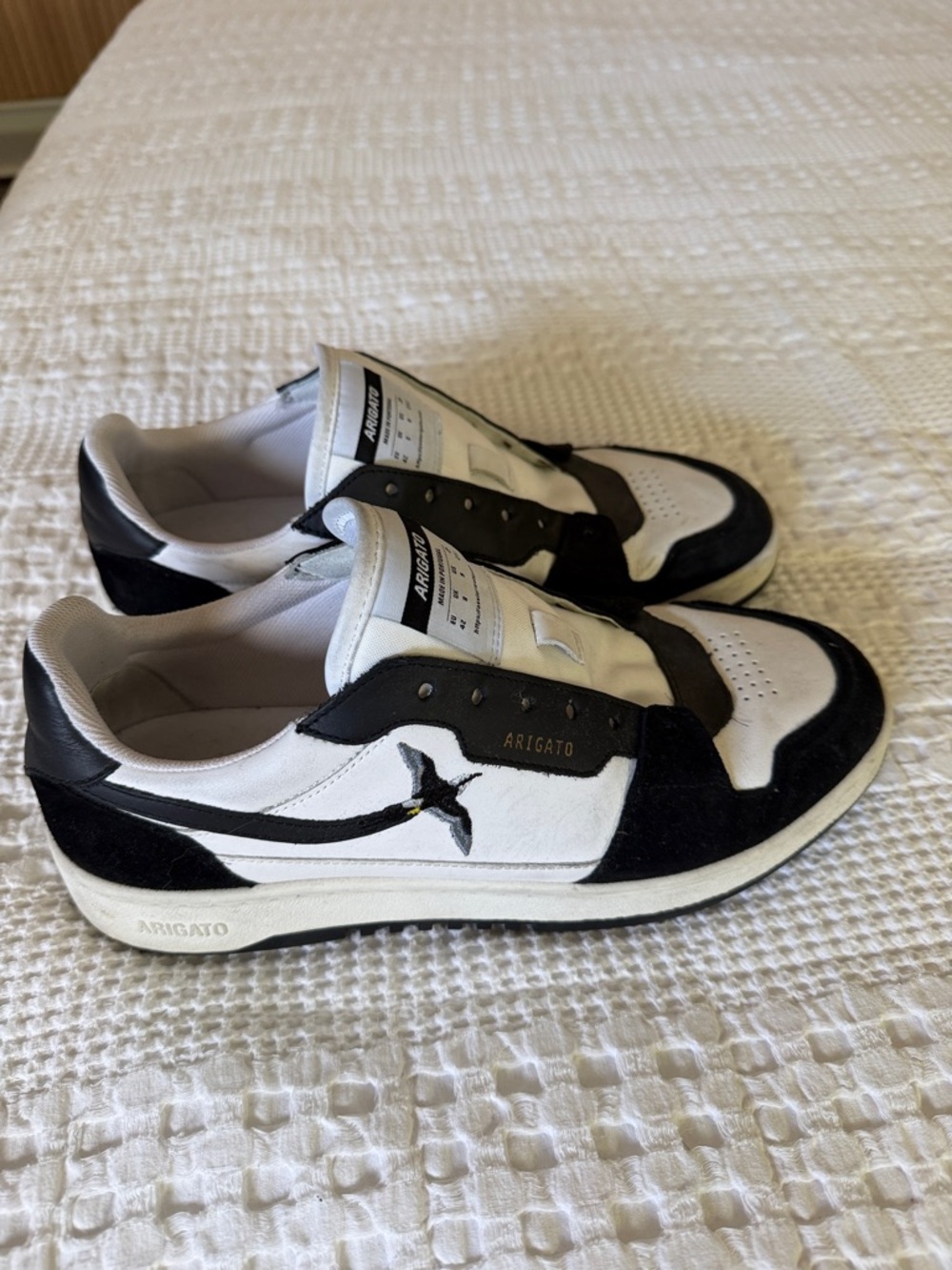 Axel Arigato Black and White Sneakers.  Needs laces.  Fits like a size 10
